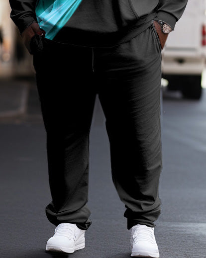 Big & Tall Black Graphic Hoodie Sweatpants Set for big men view 3