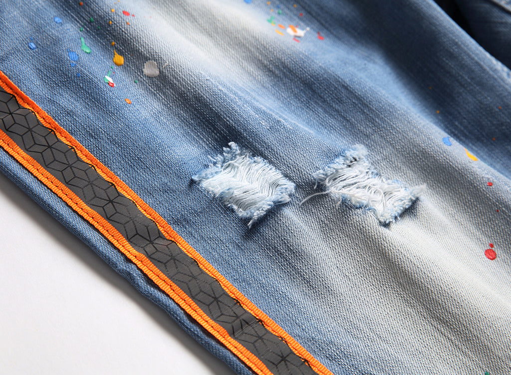 Big & Tall Denim Graffiti Splash Ink Jeans for big men view 5