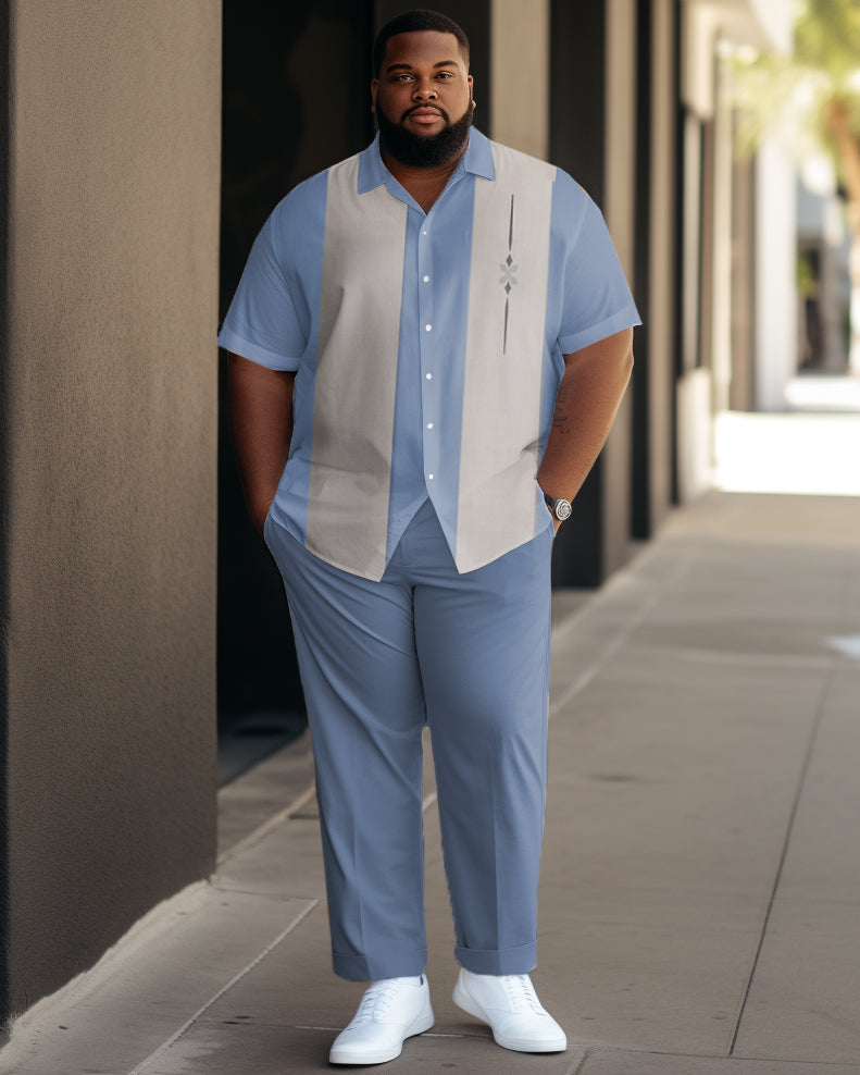 Big & Tall Business Casual Athletic T-Shirt Pants Set for big men view 1