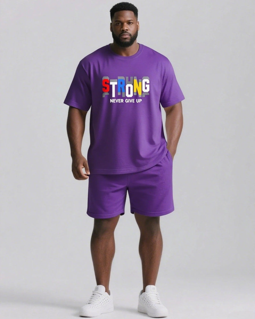 Big & Tall Graphic Streetwear Two-piece Set for big men view 11