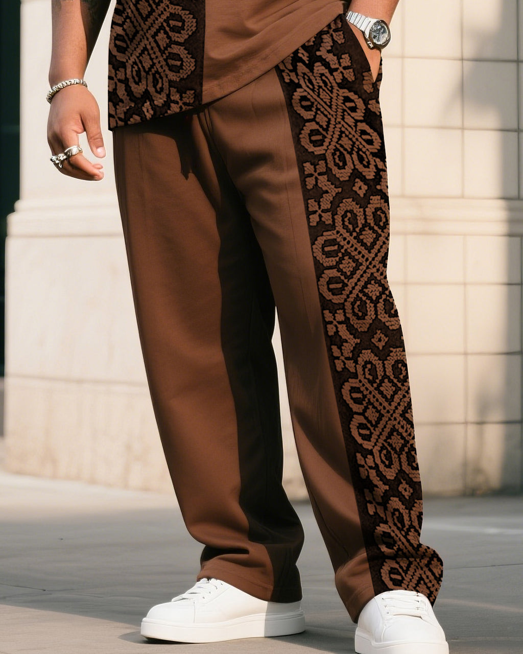 Big & Tall Patchwork Two-piece Set for big men view 3