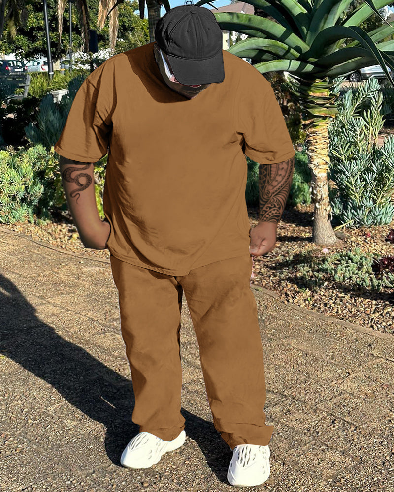 Big & Tall Solid Color Two-piece Set for big men view 8