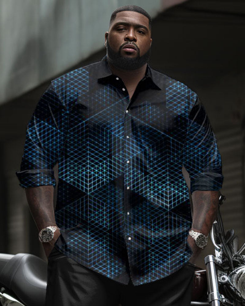 Big & Tall Geometric T-Shirt Pants Set for big men view 2