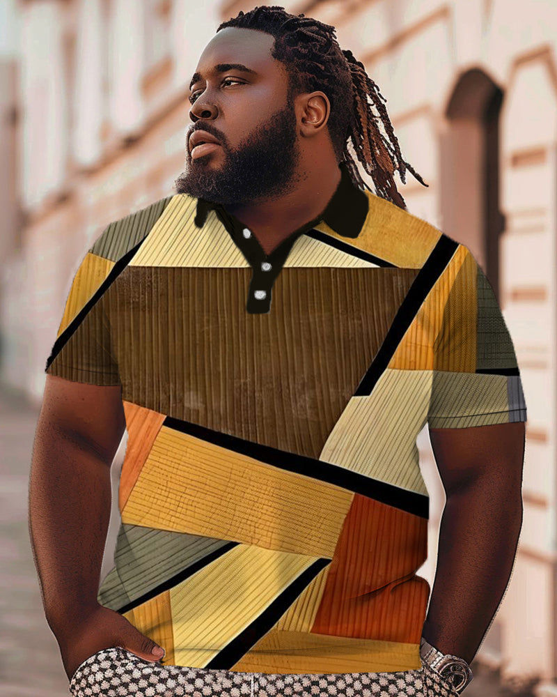 Big & Tall Colorblock Plaid Polo Shirt for big men