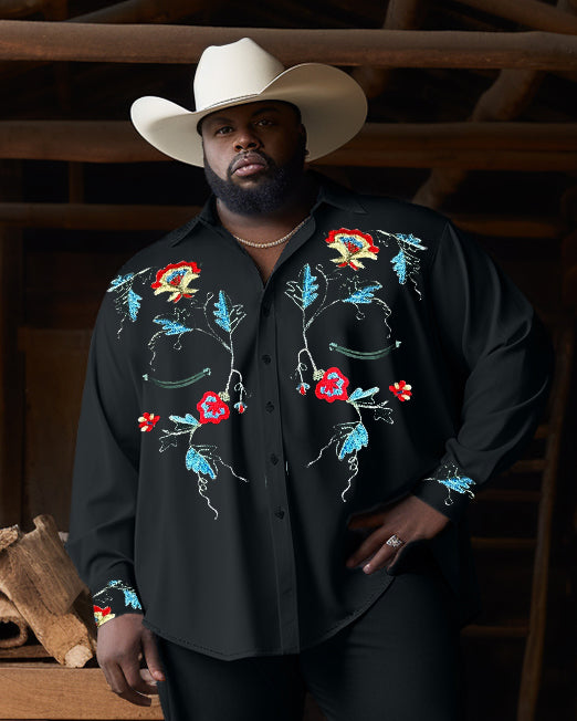 Big & Tall Western Floral Two-piece Set for big men view 2