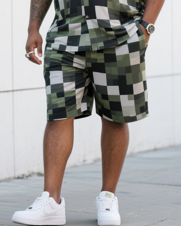 Big & Tall Camouflage T-Shirt Shorts Set for big men view 3