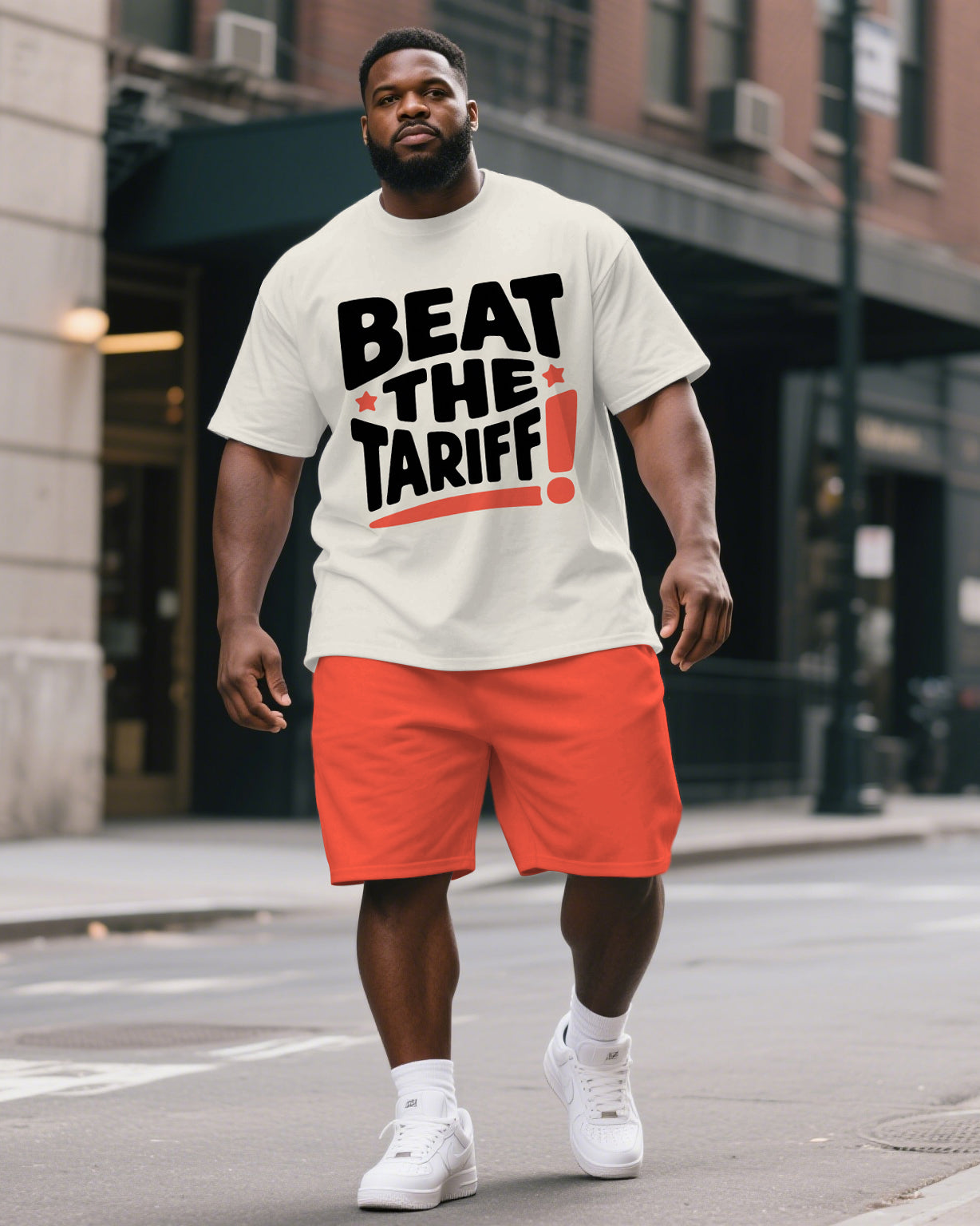 Big & Tall Streetwear T-Shirt Shorts Set for big men view 1