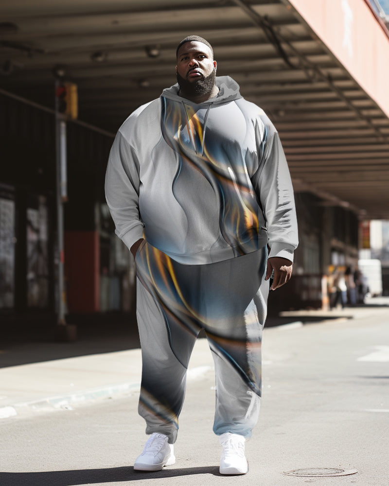 Big & Tall Geometric Streetwear Hoodie Sweatpants Set for big men view 1