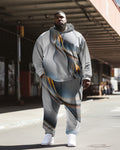 Big & Tall Geometric Streetwear Hoodie Sweatpants Set for big men view 1