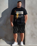 Big & Tall Graphic T-Shirt Shorts Set for big men view 2