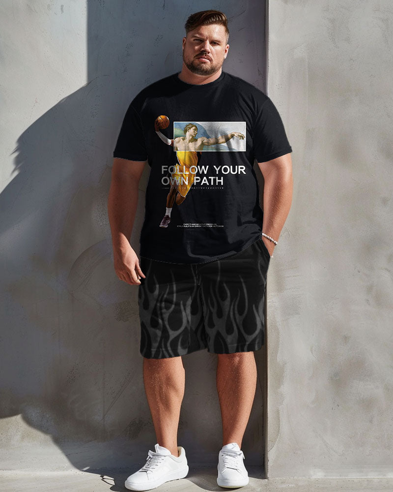 Big & Tall Graphic T-Shirt Shorts Set for big men view 2