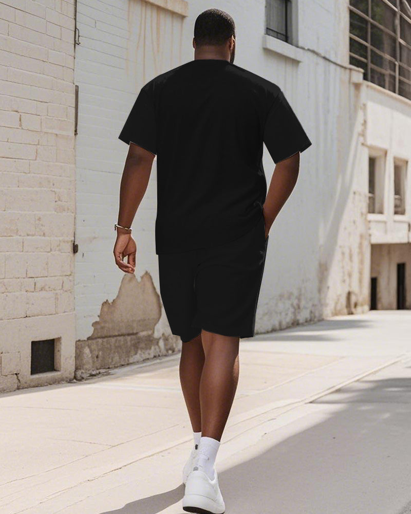 Big & Tall Juneteenth Graphic T-Shirt Shorts Set for big men view 4