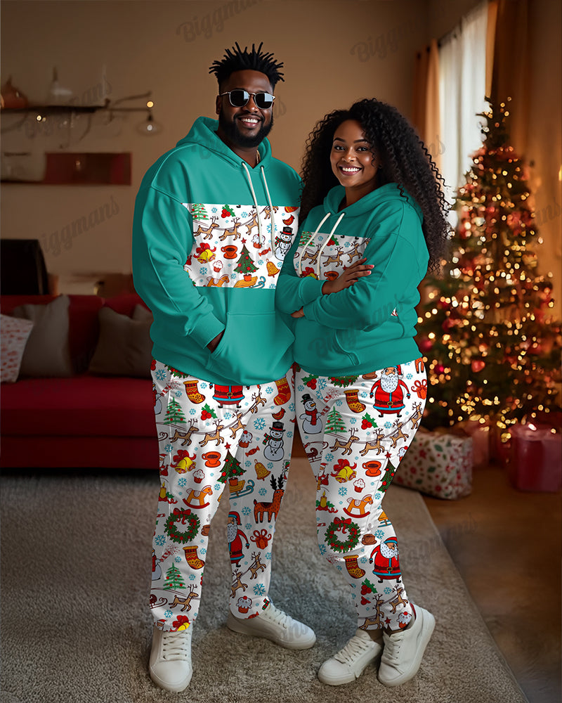 Big & Tall Patchwork Hoodie Sweatpants Set for big men view 1