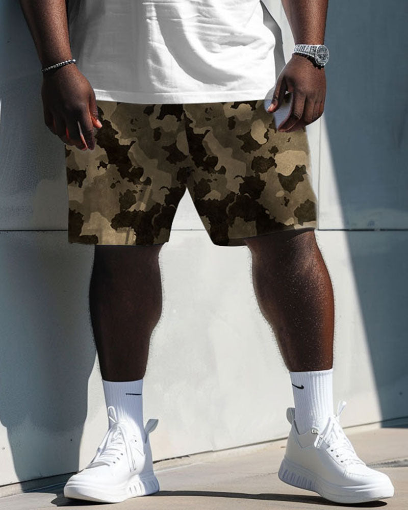 Big & Tall Graphic Streetwear T-Shirt Shorts Set for big men view 3