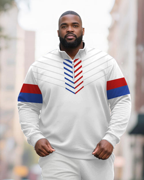 Big & Tall Blue Red Striped Two-piece Set for big men view 2