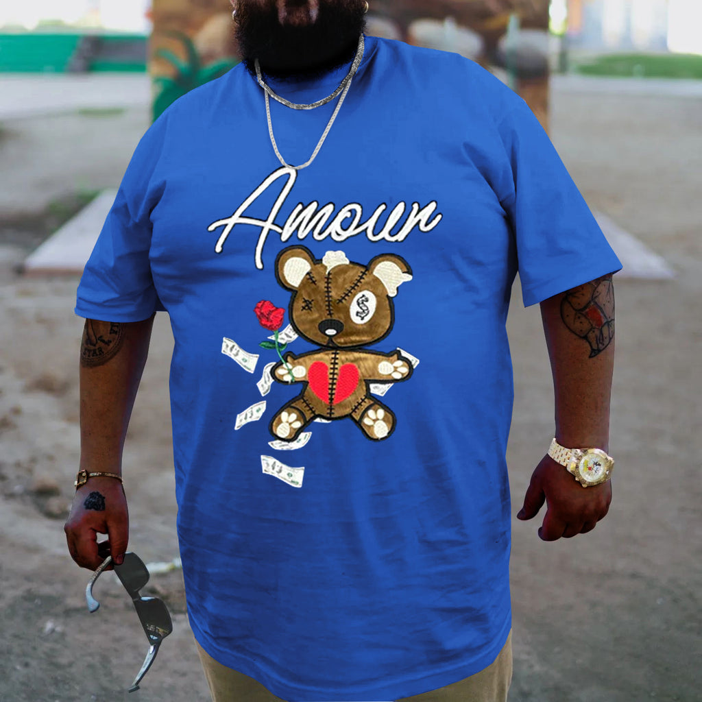 Big & Tall Blue Graphic Streetwear T-Shirt for big men view 1
