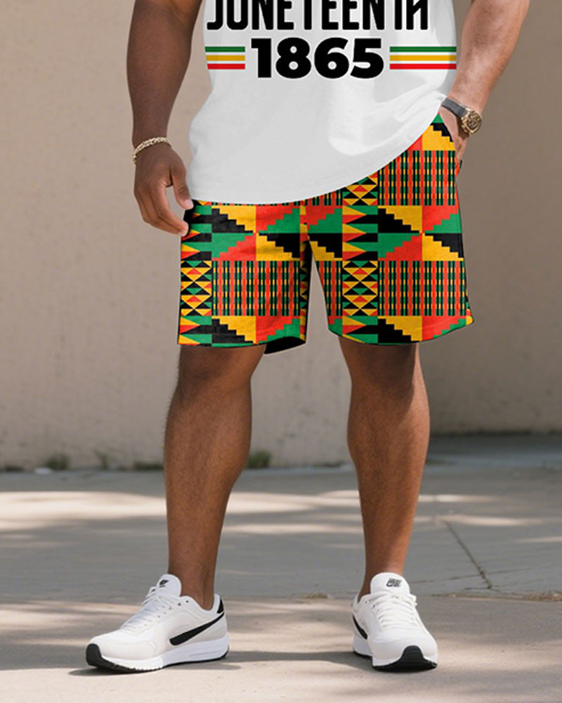 Big & Tall Graphic T-Shirt Shorts Set for big men view 3
