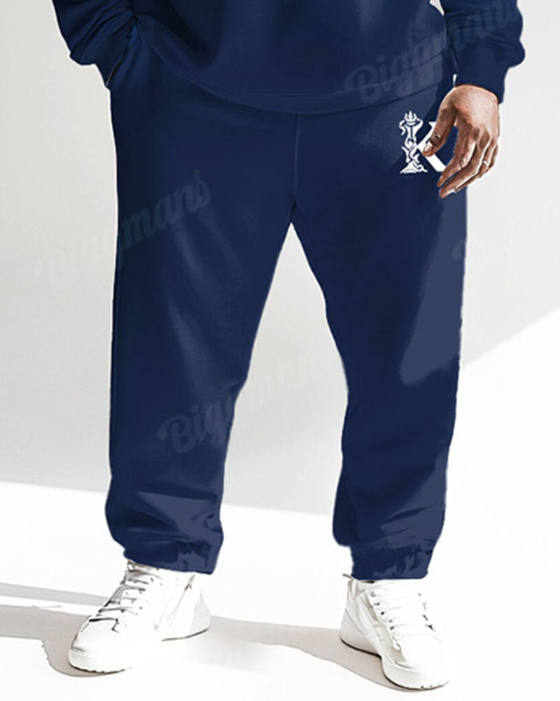 Big & Tall Blue Colorblock Gradient Two-piece Set for big men view 3