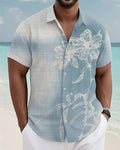 Big & Tall Blue Hawaiian Gradient Short Sleeve Shirt for big men view 1