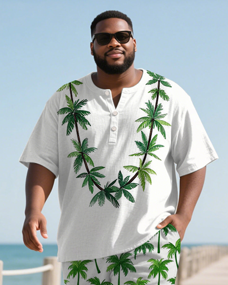 Big & Tall Hawaiian T-Shirt Shorts Set for big men view 1