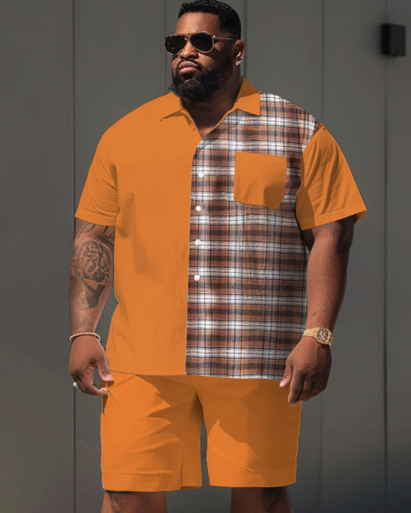 Big & Tall Orange Plaid Graphic Jeans for big men view 1