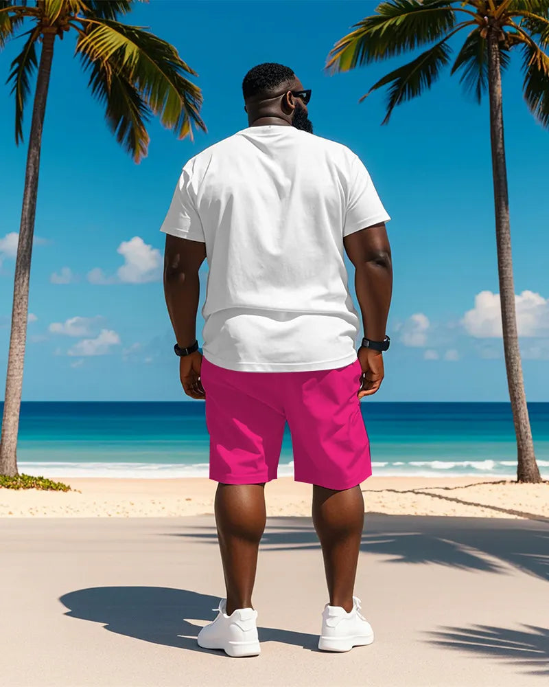 Big & Tall Hawaiian Gradient T-Shirt Shorts Set for big men view 5