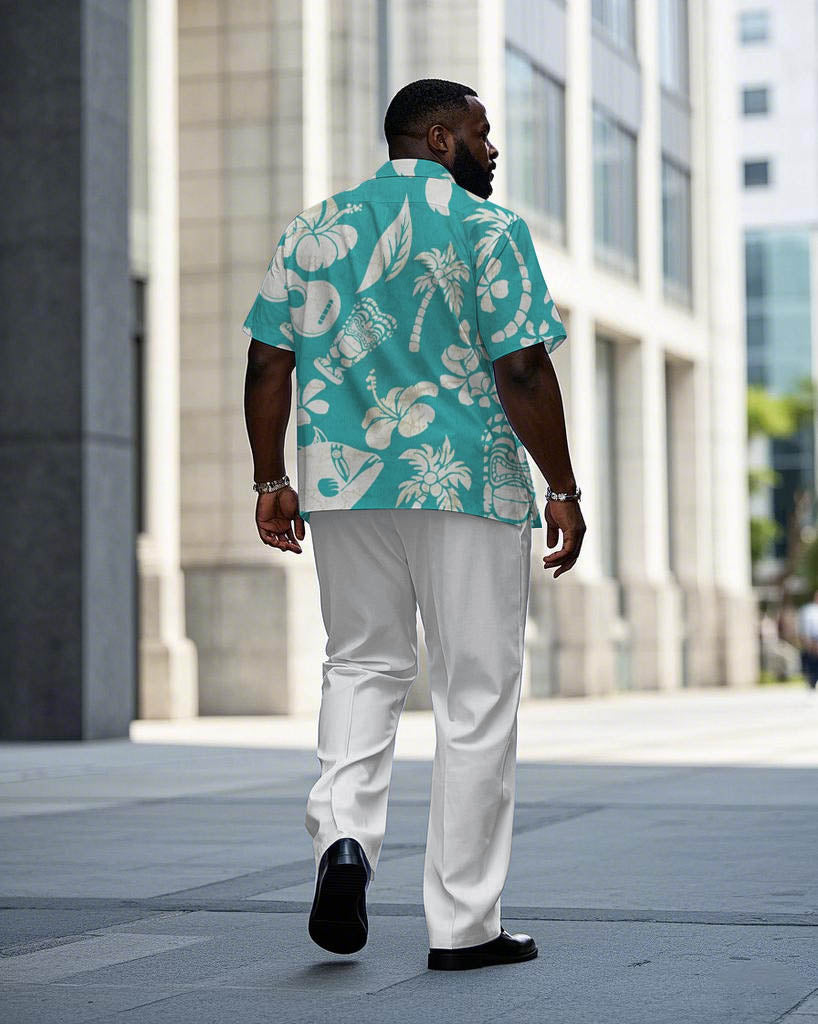 Big & Tall Hawaiian T-Shirt Pants Set for big men view 4