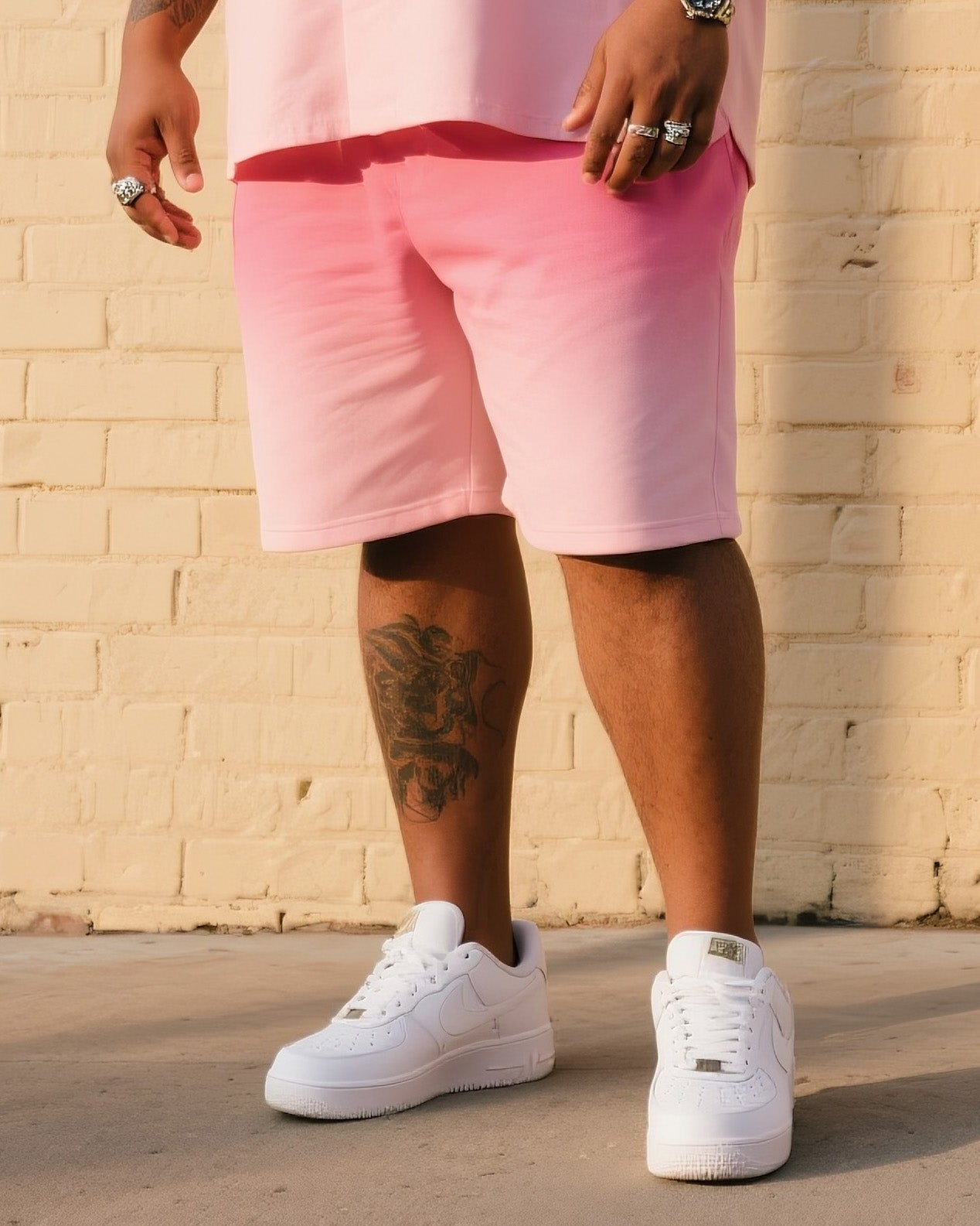 Big & Tall Pink Gradient T-Shirt Shorts Set for big men view 3