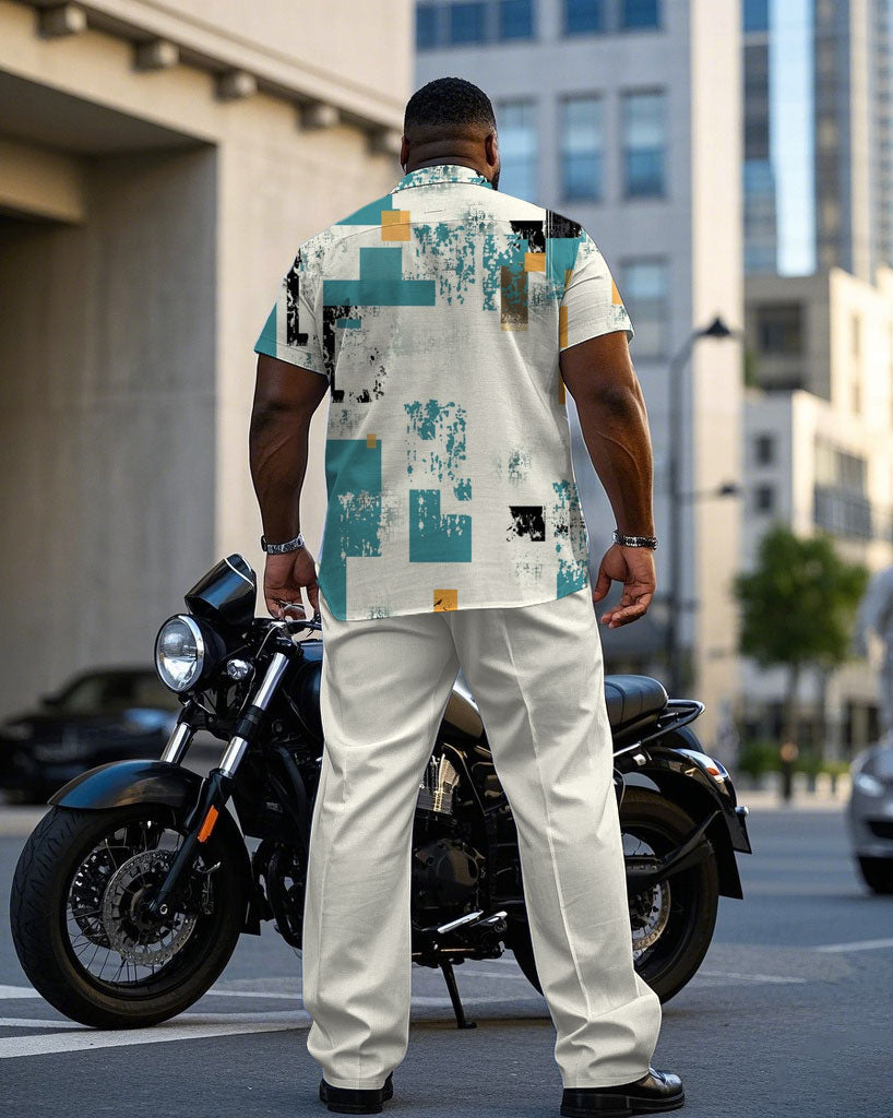 Big & Tall Business Casual T-Shirt Pants Set for big men view 4