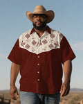 Big & Tall Red Western Graphic Short Sleeve Shirt for big men view 1