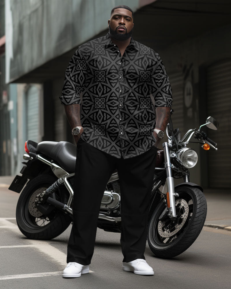 Big & Tall Geometric T-Shirt Pants Set for big men view 1