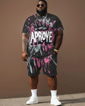 Big & Tall Graphic Graffiti T-Shirt Shorts Set for big men view 1