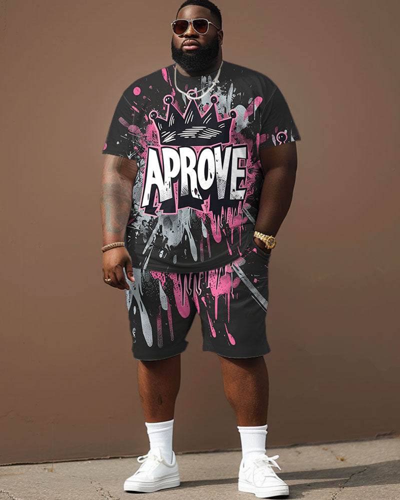Big & Tall Graphic Graffiti T-Shirt Shorts Set for big men view 1