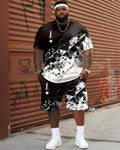 Big & Tall Graphic Streetwear T-Shirt Shorts Set for big men view 1
