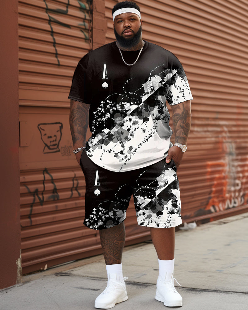 Big & Tall Graphic Streetwear T-Shirt Shorts Set for big men view 1