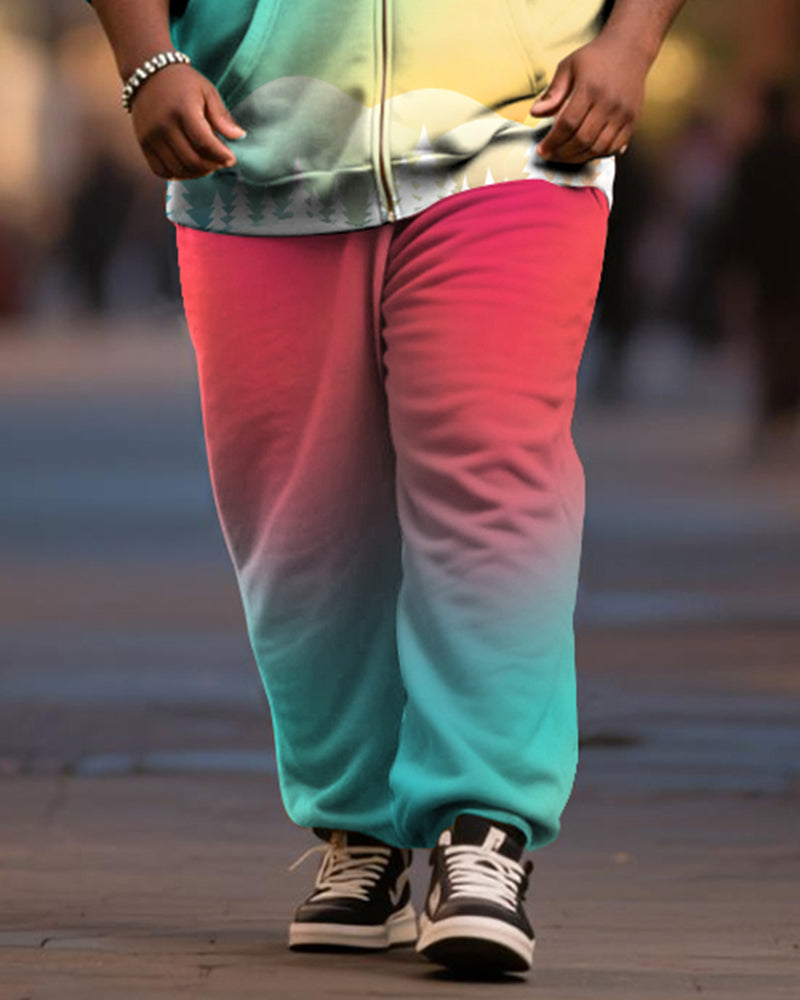 Big & Tall Gradient Graphic Hoodie Sweatpants Set for big men view 3
