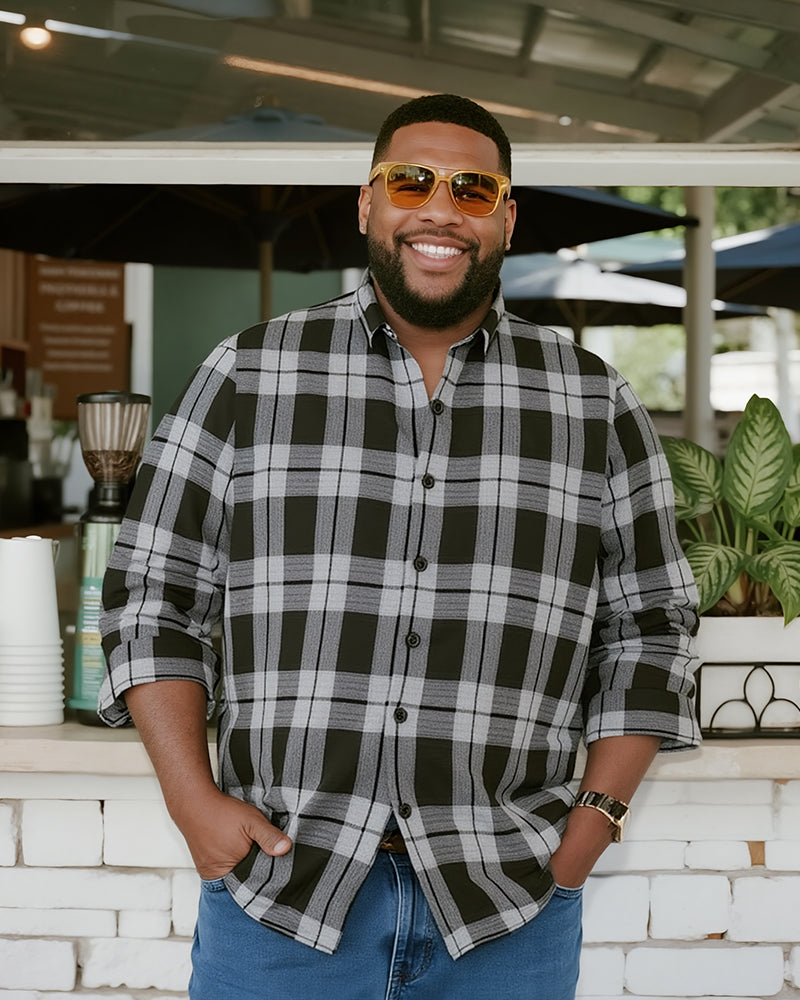 Big & Tall Black Plaid Jeans for big men view 5