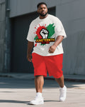 Big & Tall Juneteenth Splash Ink T-Shirt Shorts Set for big men view 1