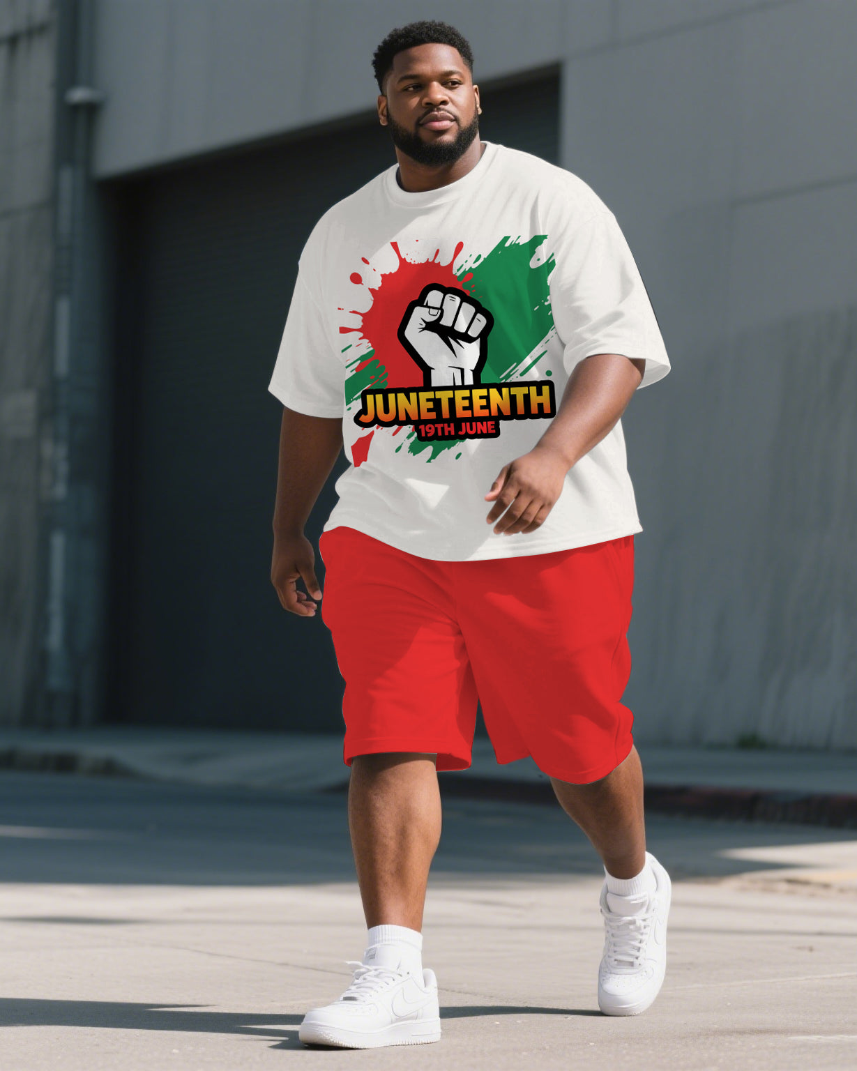 Big & Tall Juneteenth Splash Ink T-Shirt Shorts Set for big men view 1