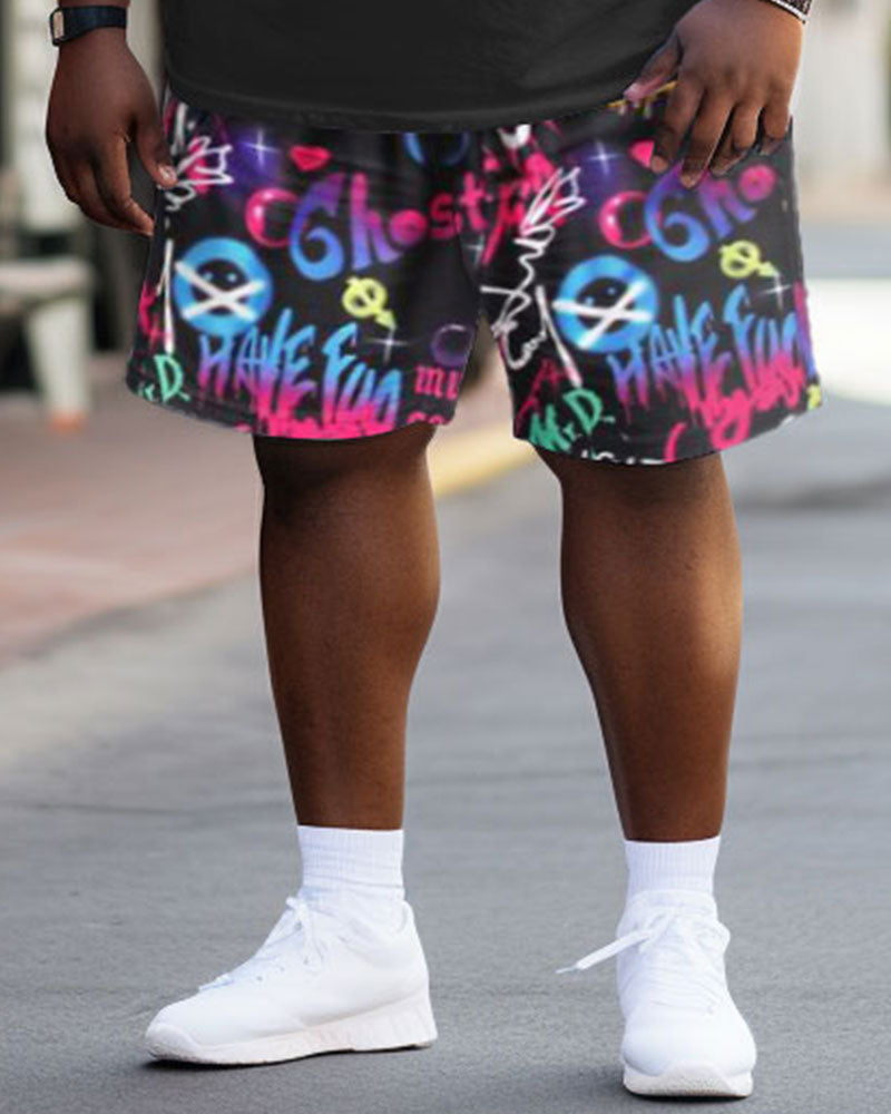 Big & Tall Graffiti Streetwear Two-piece Set for big men view 3