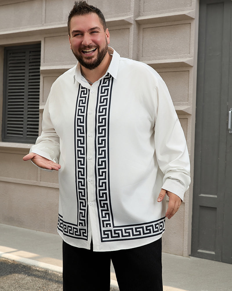 Big & Tall Geometric Striped Two-piece Set for big men view 1