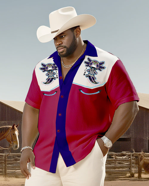 Big & Tall Western Graphic Skull T-Shirt Pants Set for big men view 2