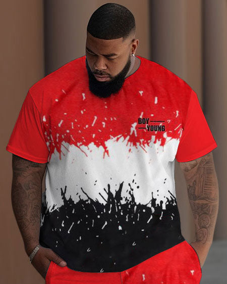 Big & Tall Patchwork Two-piece Set for big men view 2