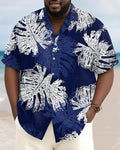 Big & Tall Blue Hawaiian Geometric Short Sleeve Shirt for big men view 1