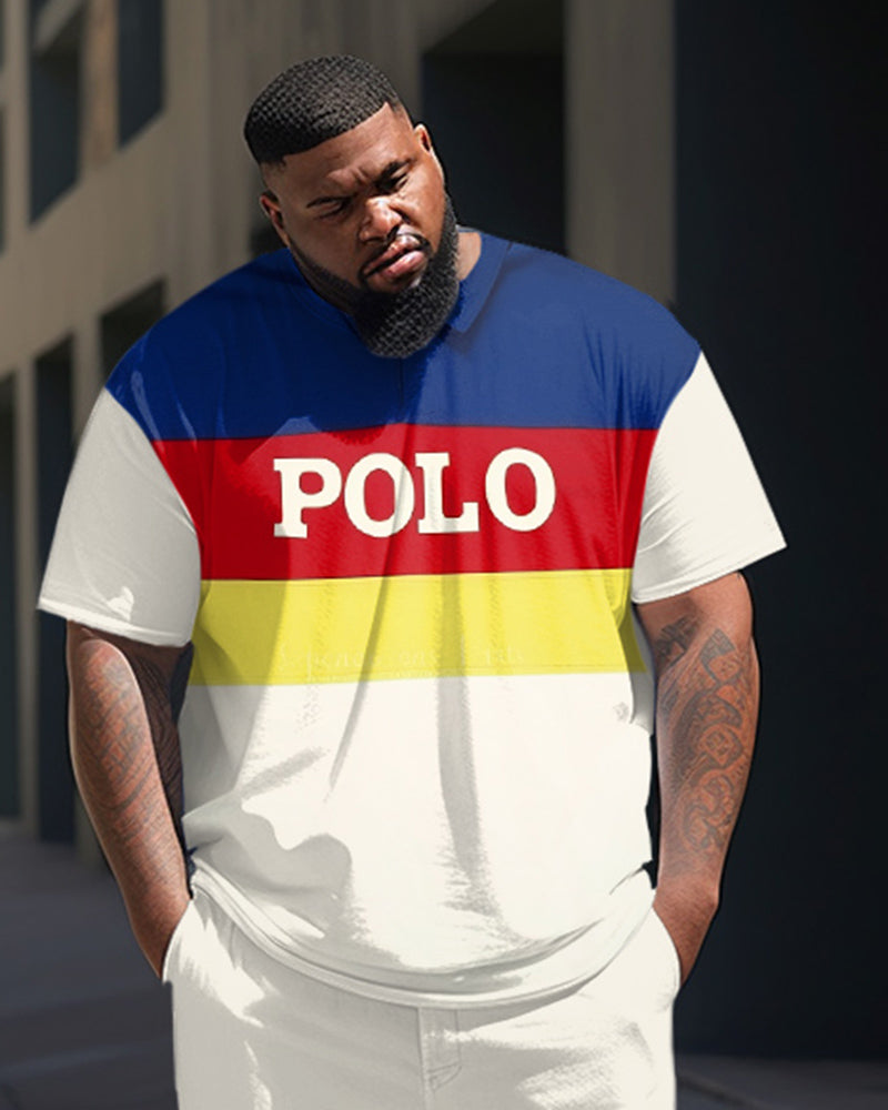 Big & Tall Colorblock T-Shirt Pants Set for big men view 2