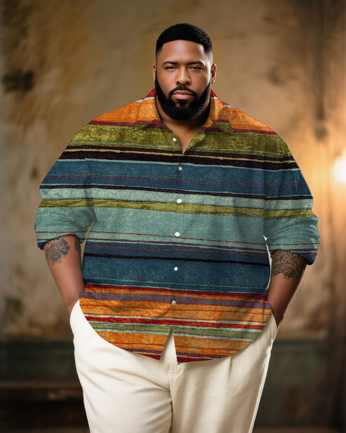 Big & Tall Striped Graphic Long Sleeve Shirt for big men view 1
