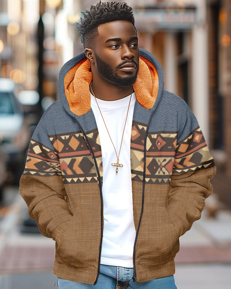 Big & Tall Western Geometric Graphic Hoodie for big men view 3