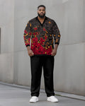 Big & Tall Black Red Geometric Two-piece Set for big men view 1