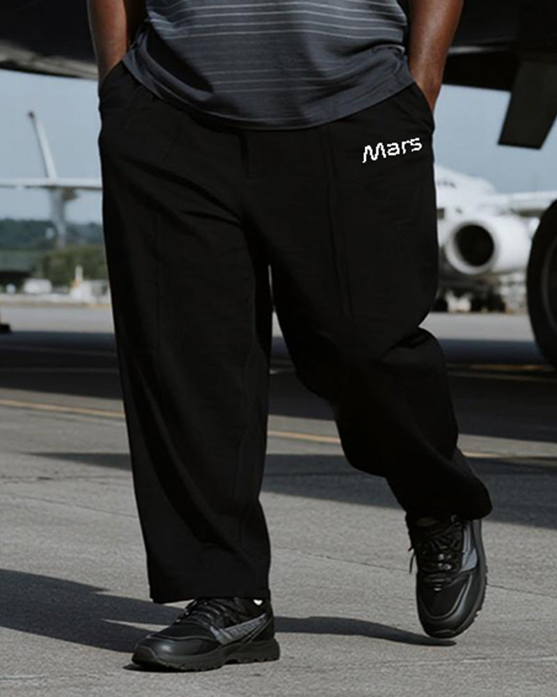 Big & Tall Gray Gradient Striped T-Shirt Pants Set for big men view 3