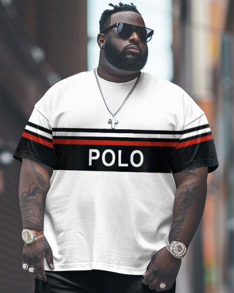 Big & Tall Colorblock Graphic T-Shirt Pants Set for big men view 2